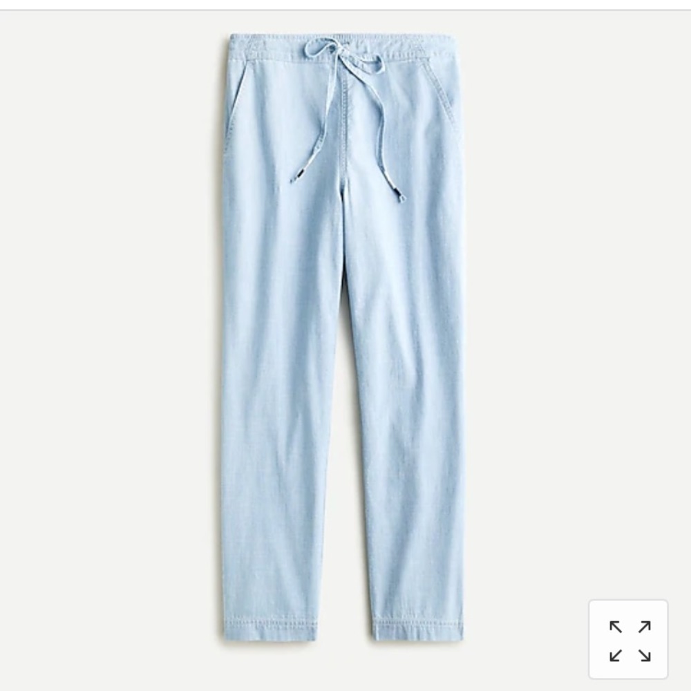 J Crew tie waist seaside pants in chambray